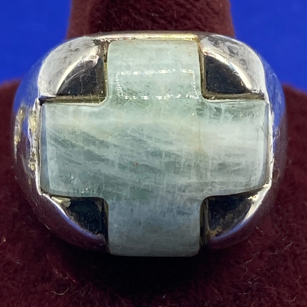 Sterling Silver Robert Lee Morris Studios Aventurine Cross Ring